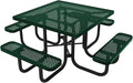 COATEDOUTDOORFURNITURE Heavy-Duty Portable Outdoor Picnic Table with Umbrella Hole, Punched Steel Commercial-Grade Patio Dining Furniture Made in America (46" Square Top, Textured Green)