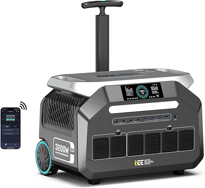 IEE P3200 Portable Solar Generator, 3200W/2048Wh Solar Power Station with 4 * 3200W AC Outlets(6400W Peak), 1800W Fast Charging, APP Control Emergency Power Station for Home, Camping & RVs