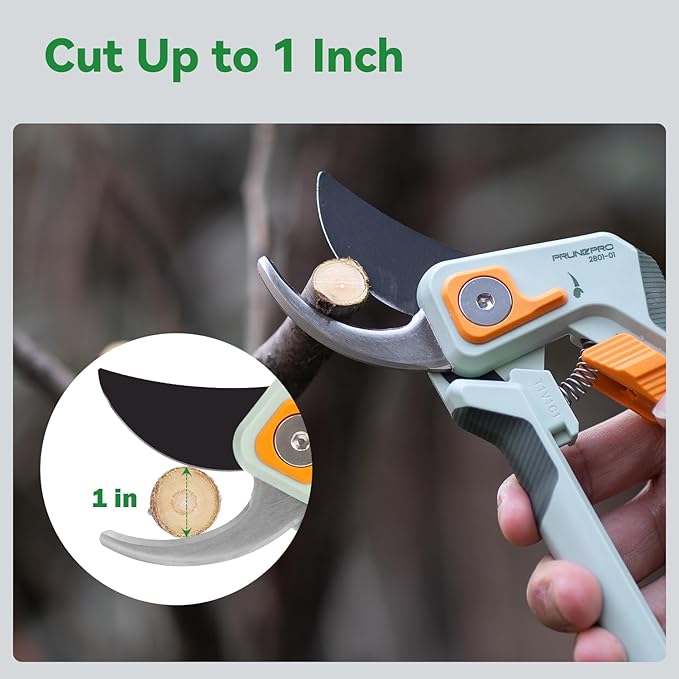 PrunePro 8" Professional Pruning Shears for Gardening Bypass Hand Pruner Stainless Steel Sharp Garden Scissors Plant Flower Rose Garden Clipper - 3 Pack