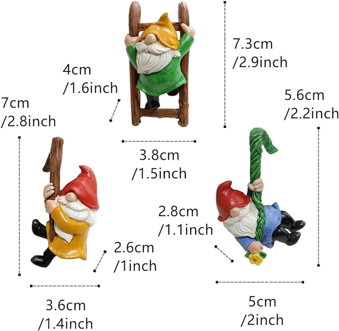 3 PCS Garden Gnomes Decor,Outdoor Garden Gnomes Crafts, Resin Statue,Flower Pot Landscape Dwarf for Home,Office and Chrismas.