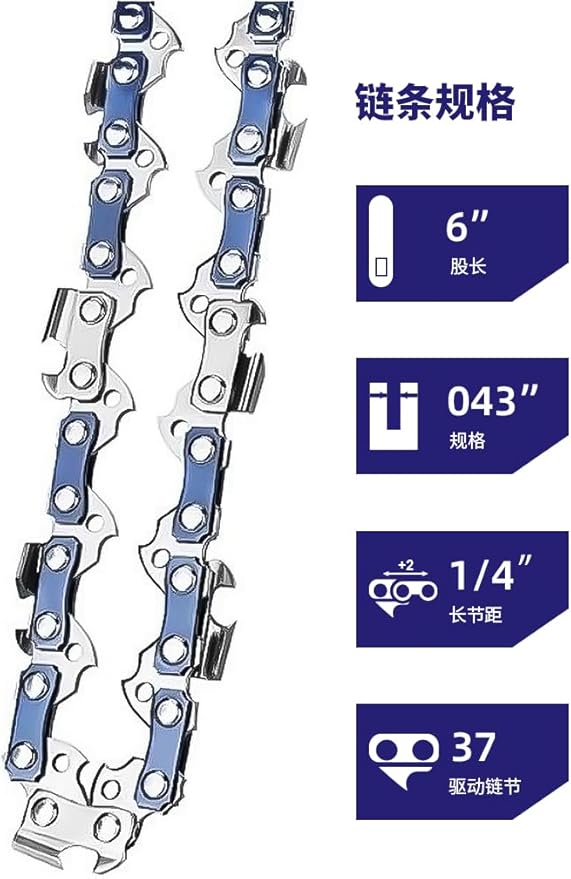 6-Inch Micro Chainsaw Chain 4-Pack – 1/4" Pitch, .043" Gauge, 37 Drive Links, Semi-Chisel Replacement Chain for 6" Precision Pruning Saw & Bonsai Trimmer