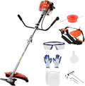 Weed Eater Gas Powered, 52cc 2-Stroke Gas Crank Weed Wacker Cordless, 2 in 1 Grass Trimmer, Multi-Functional Trimming Tool - String Trimmer, Brush Trimmer (Red)