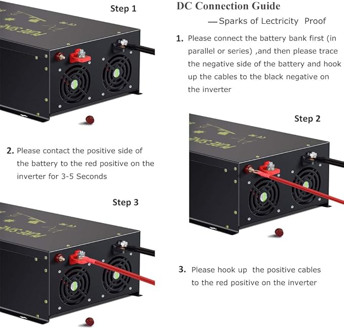 Reliable 8000W Continuous Power Heavy Duty Pure Sine Wave Power Inverter DC 24V to AC 120V with 4 AC Outlets Remote Control 66A Hardwire Terminal and LED Display for RV Car Solar System Emergency