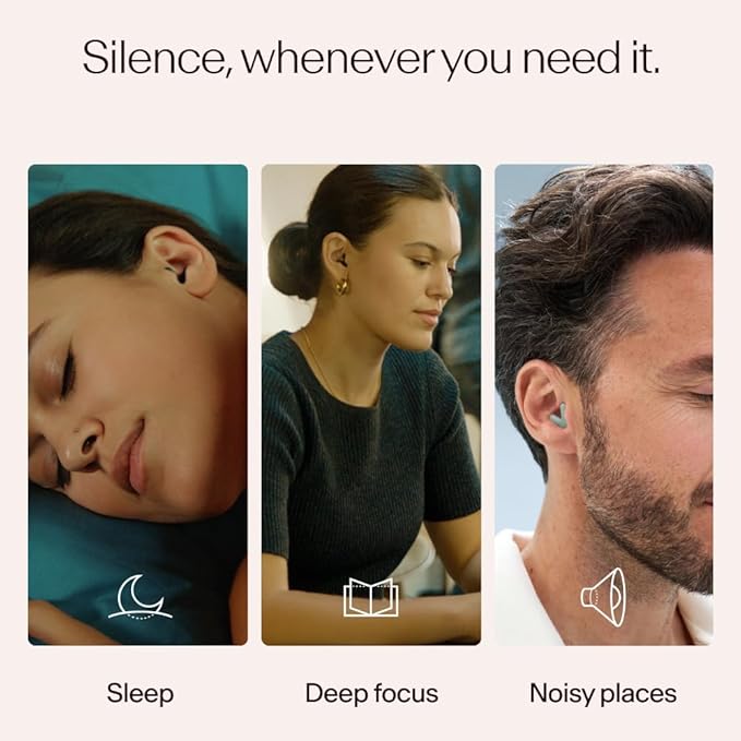 Alpine Silence Earplugs for Sleep, Focus & Travel - V-Shape Snug Fit & Soft Oval Tips – 4 Sizes XS/S/M/L - Comfortable, Reusable Hearing Protection - 22dB – Green