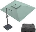 PURPLE LEAF 9' x 12' Cantilever Patio Umbrella Outdoor Umbrella with 280lbs Base Large Rectangular Windproof Offset Umbrella for Pool Deck Garden, Mint Green