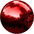 35cm/14inch Diameter Gazing Globe Mirror Ball,Red Stainless Steel Polished Reflective Smooth Garden Sphere,Colorful and Shiny Addition to Any Garden or Home