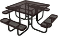 COATEDOUTDOORFURNITURE Heavy-Duty Portable Outdoor Picnic Table with Umbrella Hole, Punched Steel Commercial-Grade Patio Dining Furniture Made in America (46" Square Top, Brown)