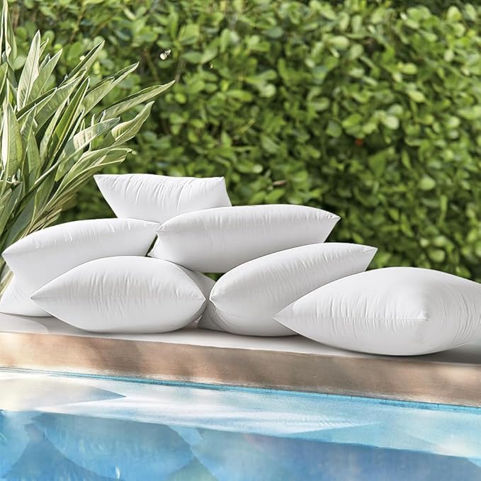 MIULEE Pack of 4 22x22 Inch Outdoor Pillow Inserts Waterproof Decorative Throw Pillow Insert, Square Lumbar Garden Pillow Form for Patio Sofa Couch