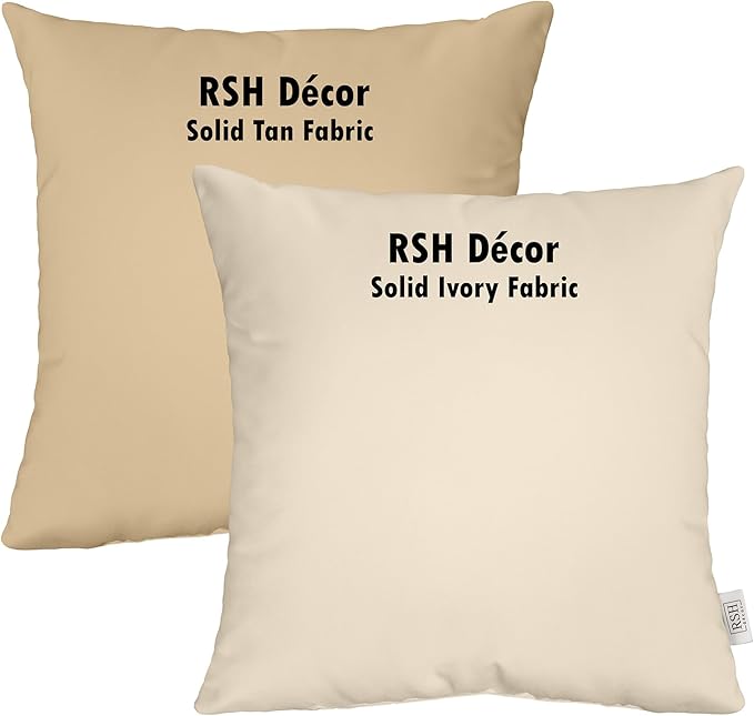 RSH Décor - Jumbo Lumbar Pillow Covers – Set of 2 | 26" x 16" | Outdoor Use – Patio, Lounge, Adirondack, Deck | Water & Fade-Resistant | Includes Down-Alternative Inserts | Tan