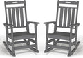 Plawdlik HDPE Rocking Chair,Oversized Outdoor Rocking Chair Set of 2,Patio Rocking Chair All Weather Resistant-Grey
