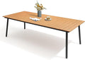 Outdoor Dining Table for 8-10, 94.5 inch Patio Dining Table with Wooden-Like Top and Aluminum Frame, Rectangular Table with Umbrella Hole Outdoor Furniture, Brown