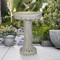 watnature 24 Inch Height Outdoor Bird Bath - Fibre Reinforced Concrete Large Bird Bath Stylish with Modern Pedestal for Garden, Patio, Backyard, Lawn - 16”W X 24”H Contemporary Birdbaths & Supports