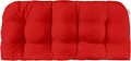 RSH DECOR: Sunbrella Tufted Wicker Loveseat Cushion | 44" x 22" | Outdoor Settee Cushion for Patio Furniture | Crafted with Sunbrella Performance Fabric| Canvas Jockey Red