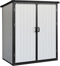 Favfurish c Outdoor Storage Shed Waterproof Resin Cabinet Heavy Duty Metal Sheds, with Lockable Doors,Tool Sheds for Garden,Backyard,Lawn,Bikes and Patio Furniture,Easy Assembly,Gray