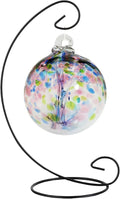 Dale Tiffany AC25004-D4 Rainbow Tree of Life Hand Blown Art Glass Ornament Witch Globe Gazing Ball, Hope, 4" Diameter with Hanging Stand