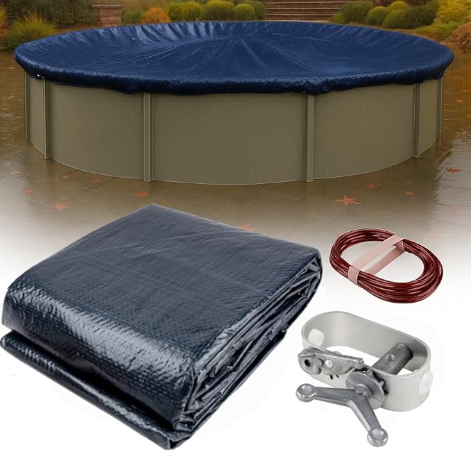12’ ft. Premium Round Pool Winter Cover for Above Ground Pools – 10-Year Warranty, Cold and UV Resistant, Weatherproof and Durable, Winch & Cable Included