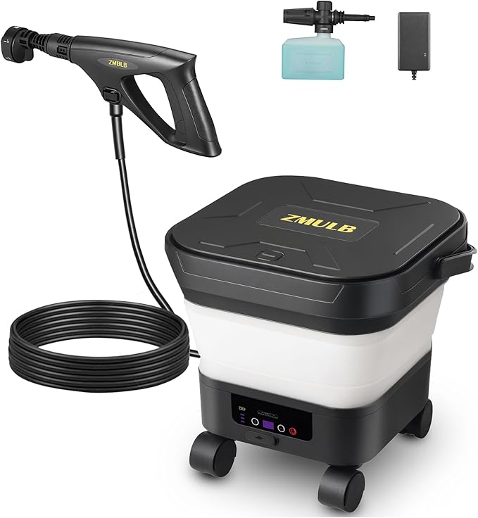 Portable Pressure Washer, Cordless Power Washer with 3.2Gal Water Tank, 522 Max PSI, 23FT Hose, 20000mAh Lithium Battery, 6 in 1 Nozzle, for Cars/Camping/Home/Outdoor