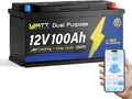 Wattcycle 12V 100Ah Marine Starting LiFePO4 Battery Bluetooth, [Cranking &Deep Cycle] Lithium Battery with Self-Heating, Built-in 200A BMS, Perfect for Trolling Motor, RV, Marine, Boat