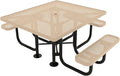 COATEDOUTDOORFURNITURE Coated Outdoor Furniture Heavy-Duty Portable ADA-Compliant Outdoor Picnic Table with Umbrella Hole, Punched Steel Patio Dining Furniture Made in America (46" Square Top, Tan)