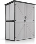 Aivituvin Shed Outdoor Storage Cabinet with Durable Metal Frame Waterproof Garden Tool Storage with Adjustable Shevels and Floor for Backyard Garden Patio Lawn, 55" L, Off White