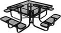 COATEDOUTDOORFURNITURE Heavy-Duty Portable Outdoor Kids Table with Umbrella Hole, Expanded Metal Kids Picnic Table, Commercial-Grade, Made in America (46 in, Square, Childrens, Textured Black)