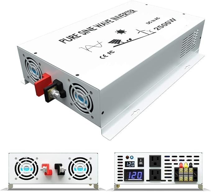 WZRELB 2500W 12V Pure Sine Wave Solar Power Inverter DC AC Converter