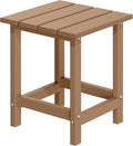 MUCHENGHY Adirondack Outdoor Side Table, 14.7" Patio Side Table Weather Resistant, HDPE Outdoor End Tables for Patio, Teak
