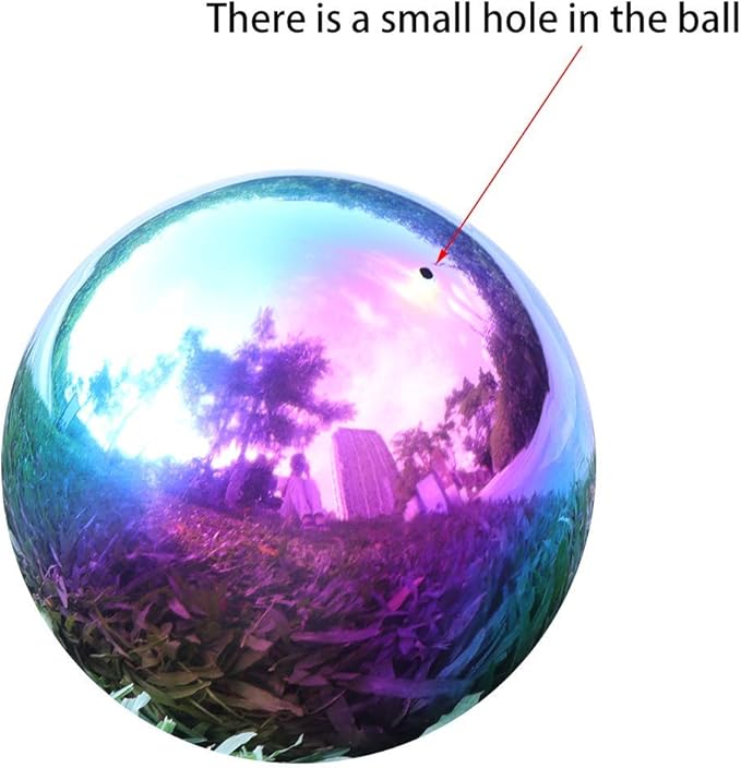 Kesywale Rainbow Gazing Globe Mirror Balls for Garden Home Stainless Steel Shiny Hollow Sphere Sparkling Outdoor Ornament (3 Inch)