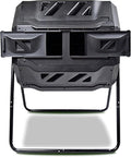 Dual Chamber Tumbling Composter 42 Gal (160L) Black Rotating Outdoor Compost Bin, Double Chamber Rotary Composter, Recycled Plastic with Steel Frame for Backyard and Vegetable Garden