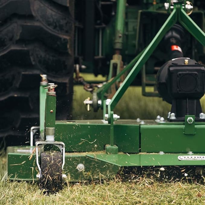 Titan Attachments 3 Point PTO Finish Mower, 72" Cutting Width, Cat 1 Hookup, Green Finish, Rear Discharge, Pull Behind Mower for 30-50 HP Tractors, Low-Noise Cast Iron Gearbox