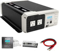 Energizer 2000 Watts Pure Sine Wave Power Inverter 12V DC to 110V/120V Converter for Family RV Off Grid Solar System with Dual USB Ports LCD Display & Installation Kit Included