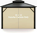 Gazebo Universal Replacement Privacy Curtain – Hugline Gazebo Side Wall Outdoor Privacy Panel with Zipper (Beige, 10x12)