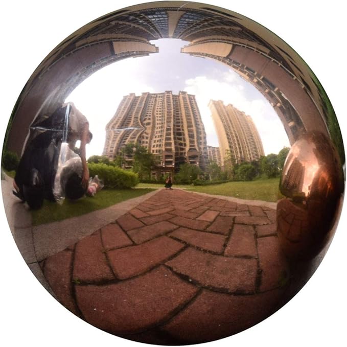 20cm/8 inch Diameter Gazing Globe Mirror Ball,Rose Gold Stainless Steel Polished Reflective Smooth Garden Sphere,Colorful and Shiny Addition Home