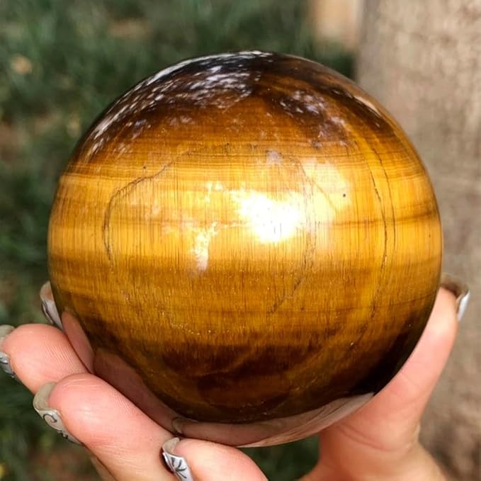 5-6CM/1.97-2.36inch Ttiger Eyes Crystal Ball Polished Natural Tiger Eye Stone Sphere Decorative Sphere Healing Crystals Ball Stone Crafts Home Decor Ornament Gifts (50-60mm, Tiger's Eye)