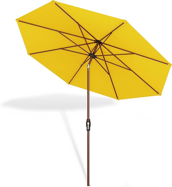 Midtown Umbrellas Wooden 2-9 Feet Outdoor Patio Umbrella, Terylast Sunflower Yellow Fabric, Aluminum Frame For Backyard Umbrella, Deck Umbrella, Garden Umbrella & Pool Umbrella - Wooden Pole