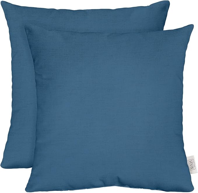 RSH DECOR: Sunbrella Square Throw Pillows Set of 2 | 24" x 24" | Water and Fade-Resistant Performance Fabric | Outdoor Pillow Covers with Down-Alternative Inserts | Canvas Regatta