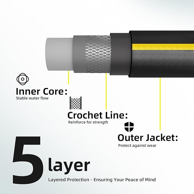 Solution4Patio Short Leader Garden Hose 3/4 in. x 10 ft. -Heavy Duty Durable Flexible Lightweight Water Pipe -Brass Aluminum Ends for Household & Commercial -Kink Free, Leakproof, Male/Female Fittings