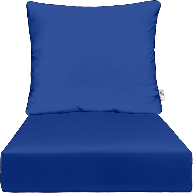 RSH DECOR Indoor Outdoor Deep Seating Chair Cushion with Pillow Back | All Weather Polyester Fabric | Seat 25" W x 25" D & Back 25" W x 21" H | Veranda Blue