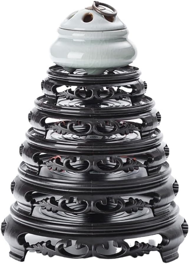 GOLDY&WENDY Round Black Imitation Wood Resin Base Handmade Waterproof Stable Home Decoration Pedestal Vase Lamp Teapot Display Stand