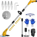 Weed Wacker Cordless,2000mah Battery Operated Weed Trimmer 3 Types Cutting Blade Lightweight Electric Grass Cutter,Fast Charger Portable Lawn Trimmer for Yard Garden
