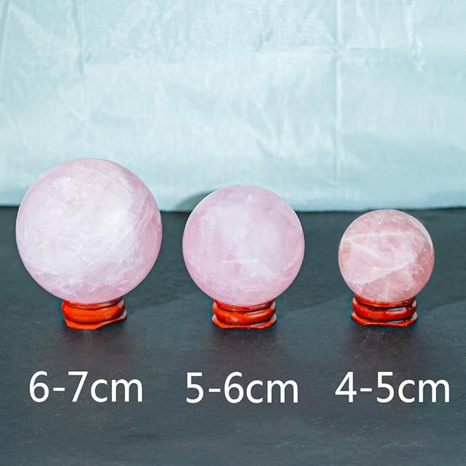 5-6CM/1.97-2.36inch Natural Pink Crystal Ball Rose Quartz Sphere Polished Divination Ball Decorative Sphere Healing Crystals Ball Stone Crafts Home Decor Ornament Gifts (50-60mm, Pink Crystal)