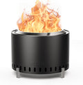 27 Inch Smokeless Fire Pit, Outdoor Portable Firepit with Waterproof Cover & Poker, Stainless Steel Wood Burning Fireplace for Outside,Patio, Camping, Bonfire,Black