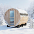 Outdoor Barrel Steam Sauna, 6-8 Person Wood Sauna Room with 6kw Toule Electric Heater with Sauna Stone, Canadian Helmock Wooden Sauna, Sauna Accessories and Asphalt Shingle Roof (Helmock)