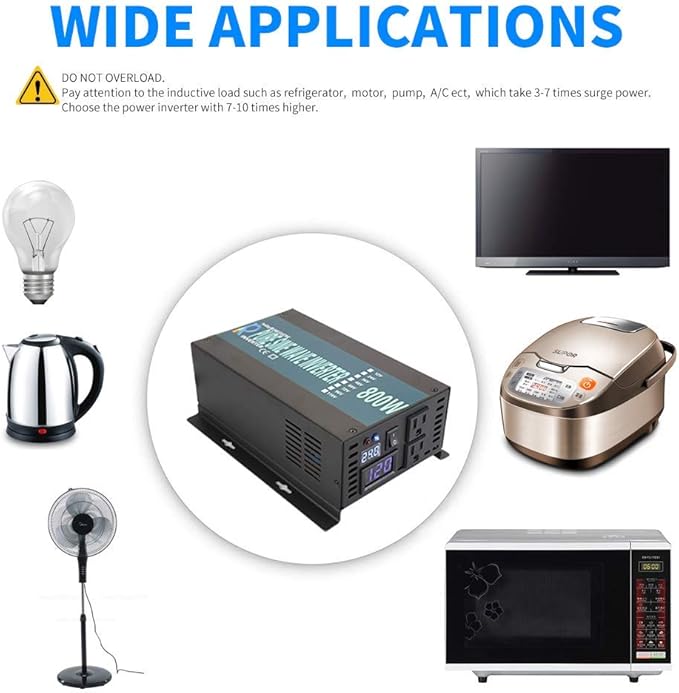 WZRELB 800W 12V 120V Pure Sine Wave Power Inverter DC to AC System Car Inverter