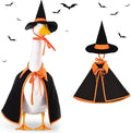 Halloween Porch Goose Outfit Set for 23'' Plastic Statue Lawn Porch Goose Clothes with Cloak Hat Costume for Indoor Outdoor Patio Yard Lawn Art Decor(Orange)