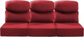 Luxury 22x24/22x25 6-Inch Smile Outdoor Sofa Cushions Set of 3 - Memory Foam Deep Seat Patio Furniture Cushion for Wicker Rocker Dining Chair Loveseat 3-Seater L-Shape Sectional Sofa - Red