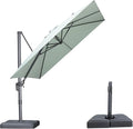 PURPLE LEAF 9 FT Outdoor Umbrella with Base Patio Cantilever Aluminum Umbrella with 3 Years Fade Resistance Recycled Fabric Offset Square with 360-degree Rotation for Deck Pool Garden, Mint Green