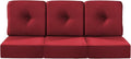 Luxury 22x24/22x25 6-Inch Patio Chair Cushions Set of 3 - Memory Foam Deep Seat Water Repellent Patio Cushion for Lawn Dining Rocking Swivel Chairs Loveseat 3-Seater Sectional Sofa - Red