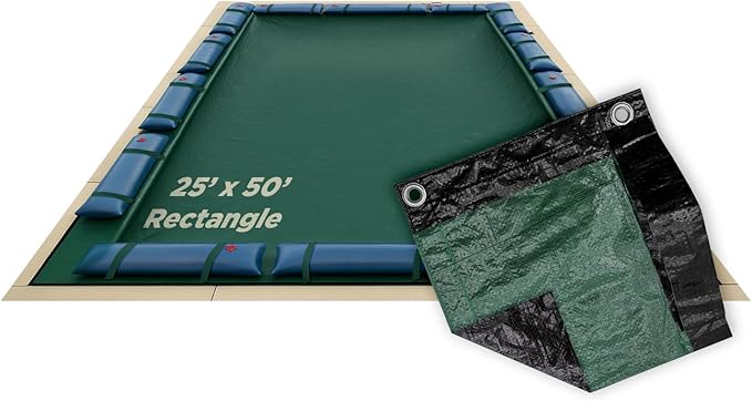 Buffalo Blizzard Supreme Plus 25 ft x 50 ft Rectangular Winter Pool Cover | Green/Black | Heavy Duty for Above Ground Swimming Pools | Easy Install | Cold & UV Resistant | Seasonal Debris Protection