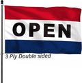 Open Flag for Business Sign 3x5 ft Outdoor, Double Sided 3 Ply Heavy Duty Flag for Businesses, 100% Quality Polyester Vibrant Color Fade Resistant Banner with Brass Grommets 4 Rows Stitches